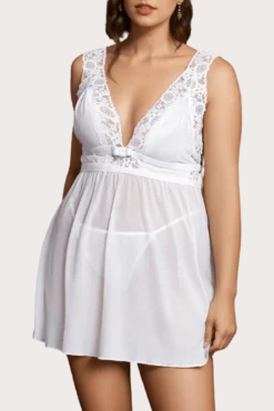 Babydoll mit Spitze weiß