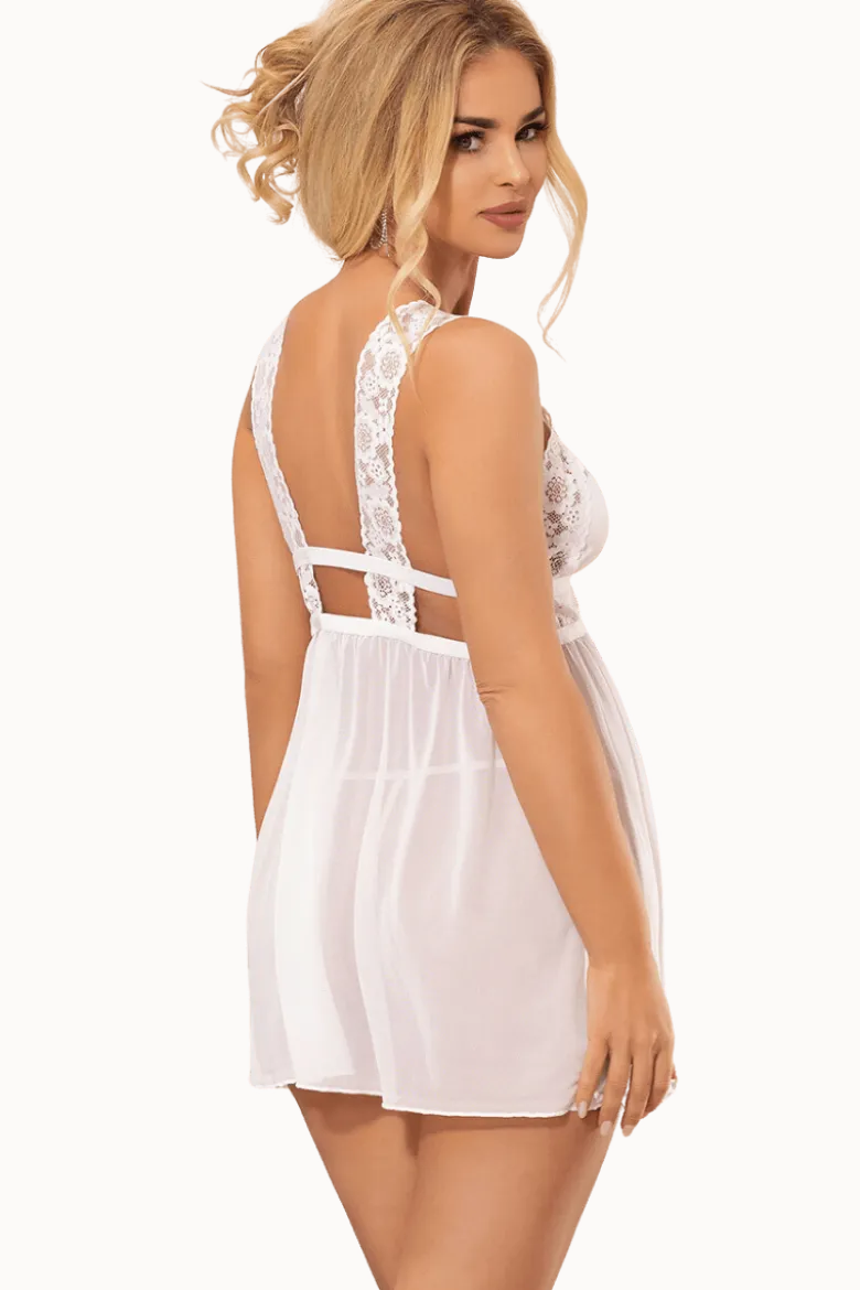 Babydoll mit Spitze weiß