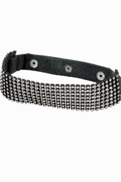 Halsband mit Strasssteinen - Spaltleder