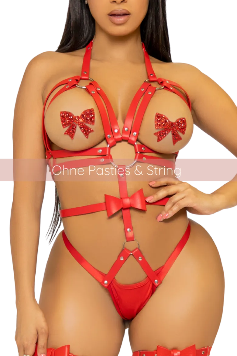 Harness-Body mit Nieten in rot