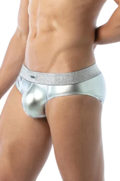 Herren Slip silber Glitzer