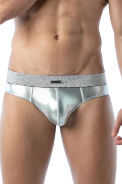 Herren Slip silber Glitzer