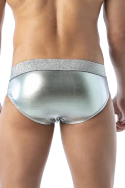 Herren Slip silber Glitzer