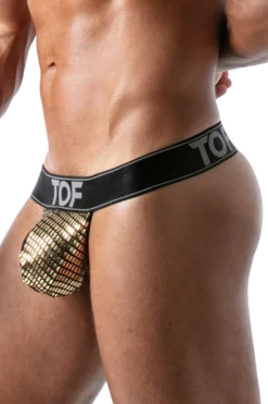 Herren Stringless Tanga schwarz gold