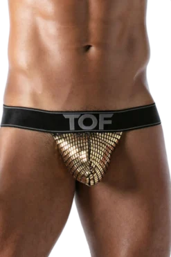 Herren Stringless Tanga schwarz gold