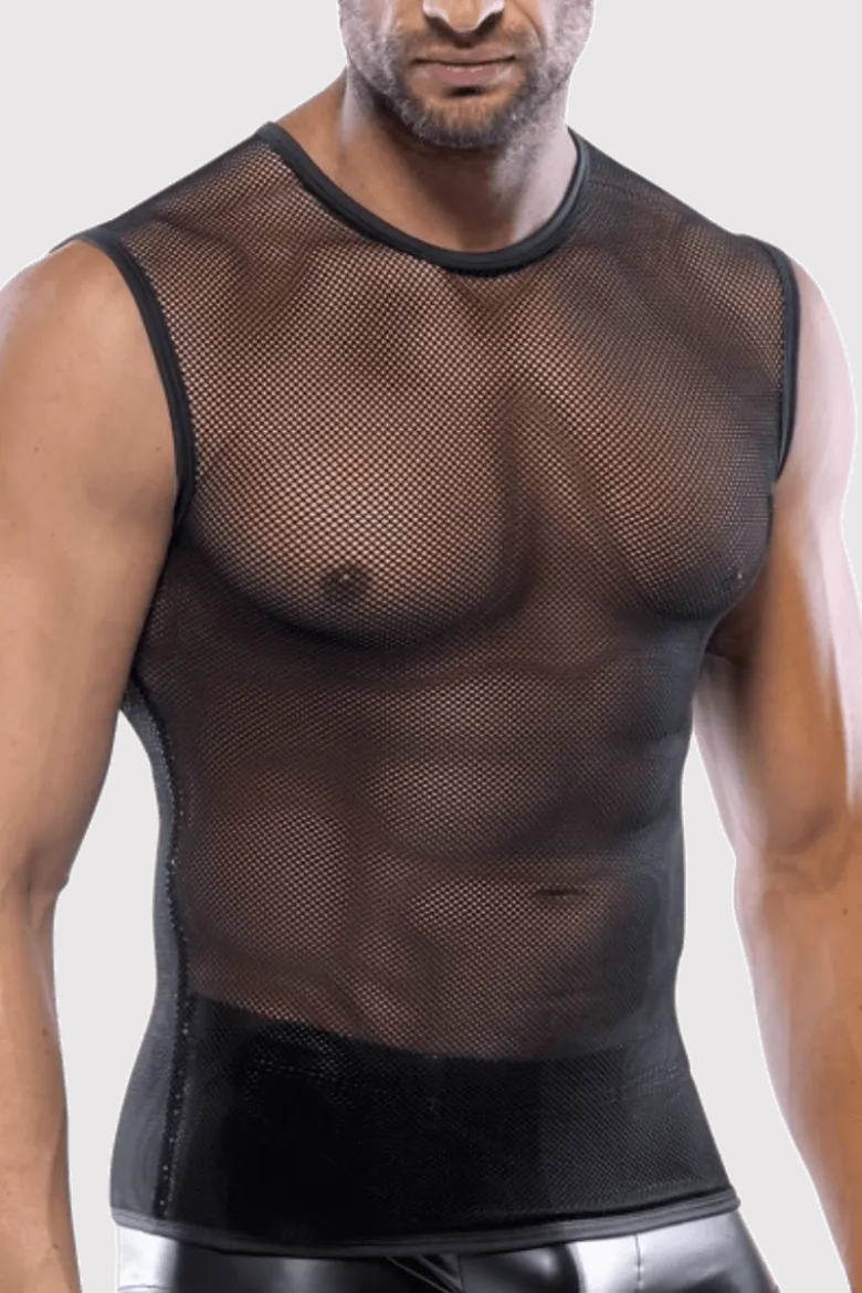 Herren Tanktop aus grobem Netzstoff