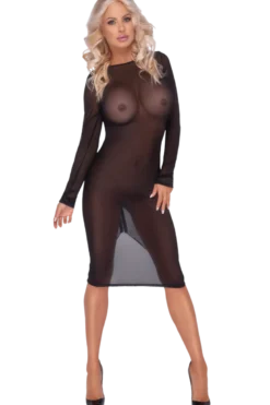 Kleid, schwarz, transparent