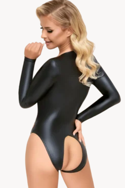 Langarm Wetlookbody ouvert