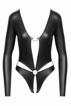 Langarm Wetlookbody ouvert
