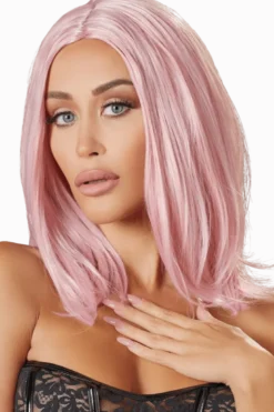 Longbob Perücke rosa