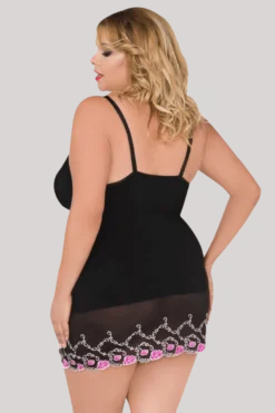Negligee mit Blumenspitze Plus Size