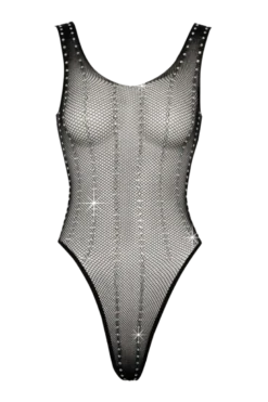 Netz-Stringbody mit Strassstreifen