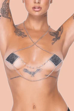 Nipple-Pasties silber Neckholder