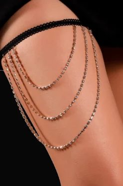 Oberschenkelschmuck - Strass - gold