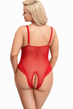 Ouvert Body mit Spitze rot Plus Size