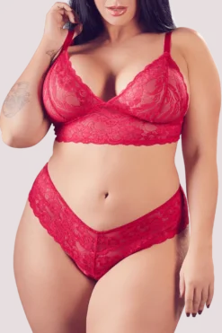 Ouvert Dessous Set rot Plus Size
