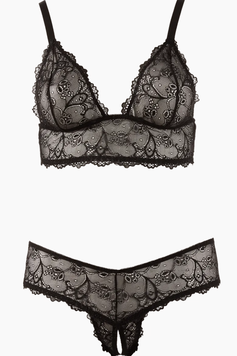 Ouvert Dessous Set schwarz Plus Size