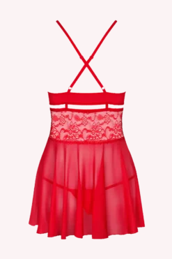 Rotes Babydoll mit Spitze