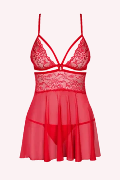 Rotes Babydoll mit Spitze