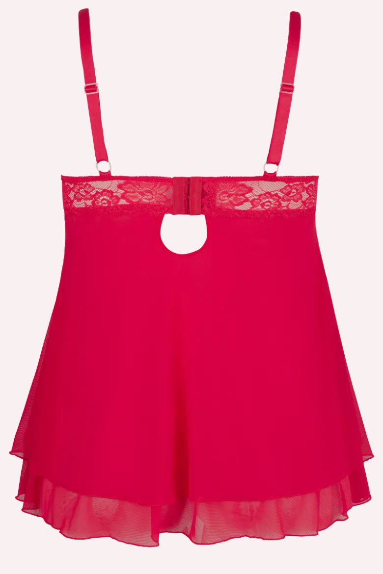 Rotes Babydoll Plus Size