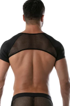Schulter Harness Shirt mit Netz schwarz