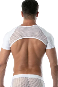 Schulter Harness Shirt mit Netz weiß