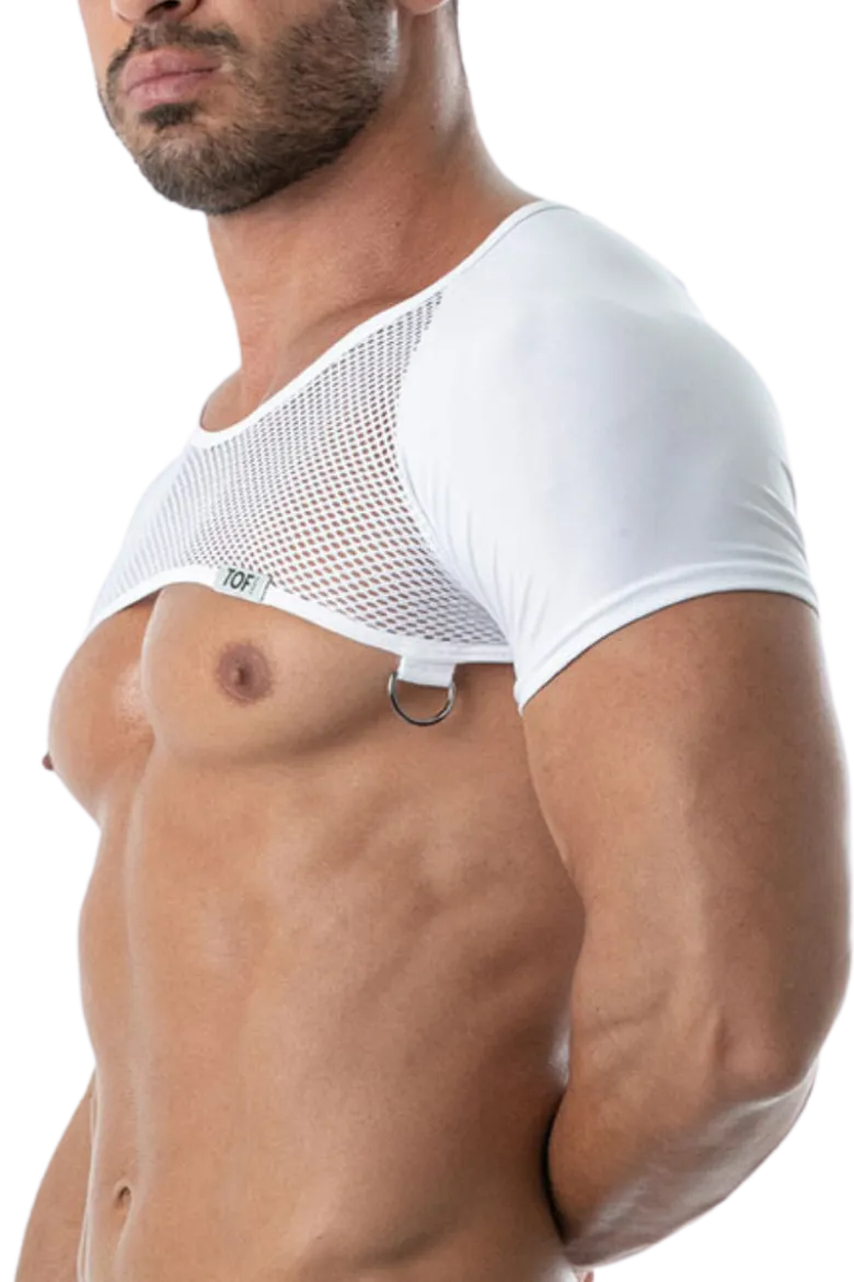 Schulter Harness Shirt mit Netz weiß