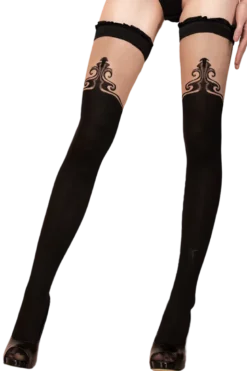 schwarz beige Stockings mit Muster