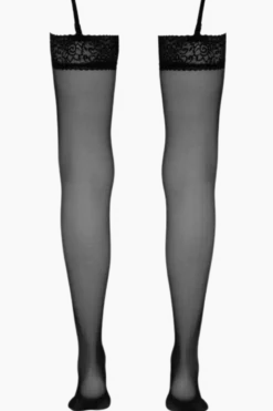 schwarze Straps-Strümpfe Spitze