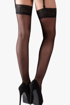 schwarze Straps-Strümpfe Spitze