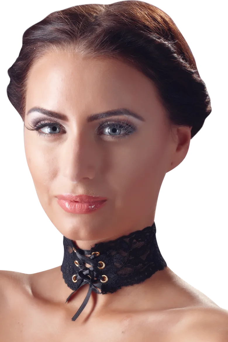 Spitzenhalsband mit Schnürung