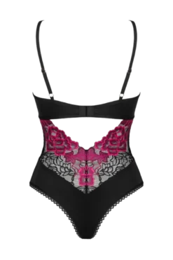 Spitzenstringbody schwarz pink