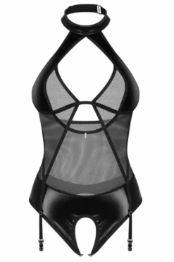 Strapsbody ouvert Netz- und Wetlook