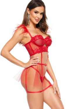 4tlg BH-Set mit Federn rot