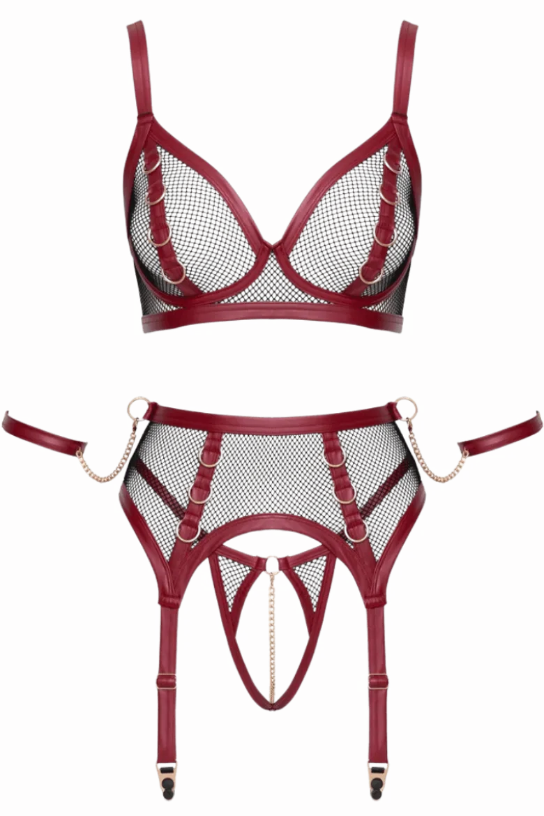3tlg. Bondage Dessous-Set