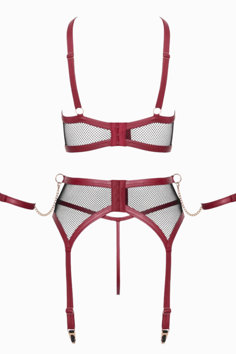 3tlg. Bondage Dessous-Set