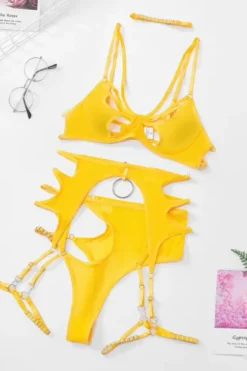 5tlg. Dessous Set in gelb