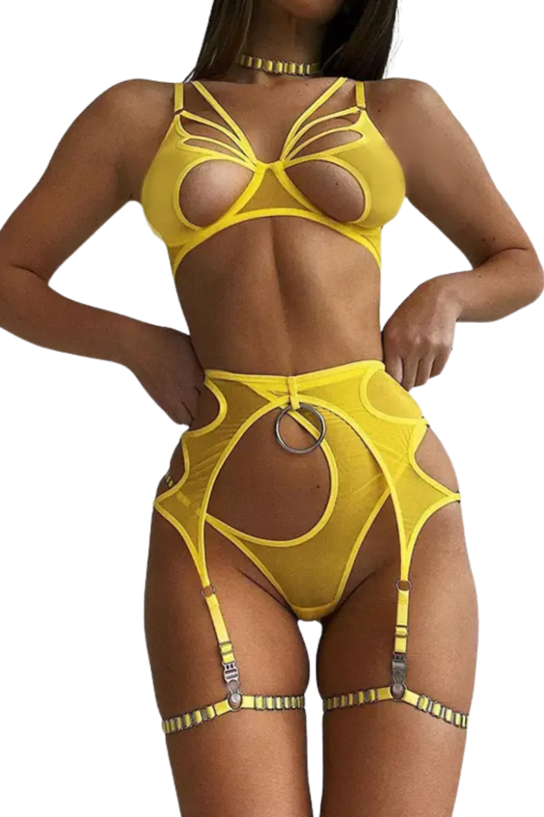 5tlg. Dessous Set in gelb