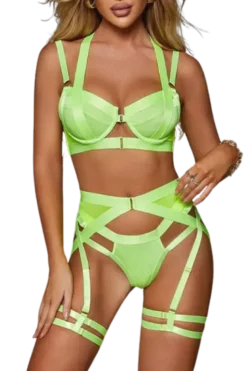 4tlg. Dessous Set in neongelb