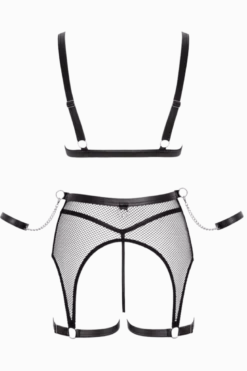 4tlg. Dessous-Set in Netzoptik