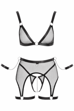 4tlg. Dessous-Set in Netzoptik