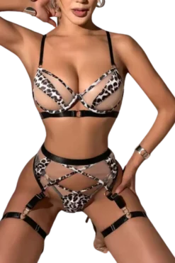 4tlg. Dessous Set Leomuster