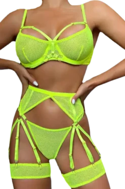 4tlg. Dessous Set neon