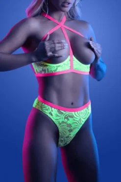 2tlg. Dessous Set neon
