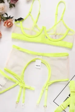 4tlg. Dessous Set neongelb