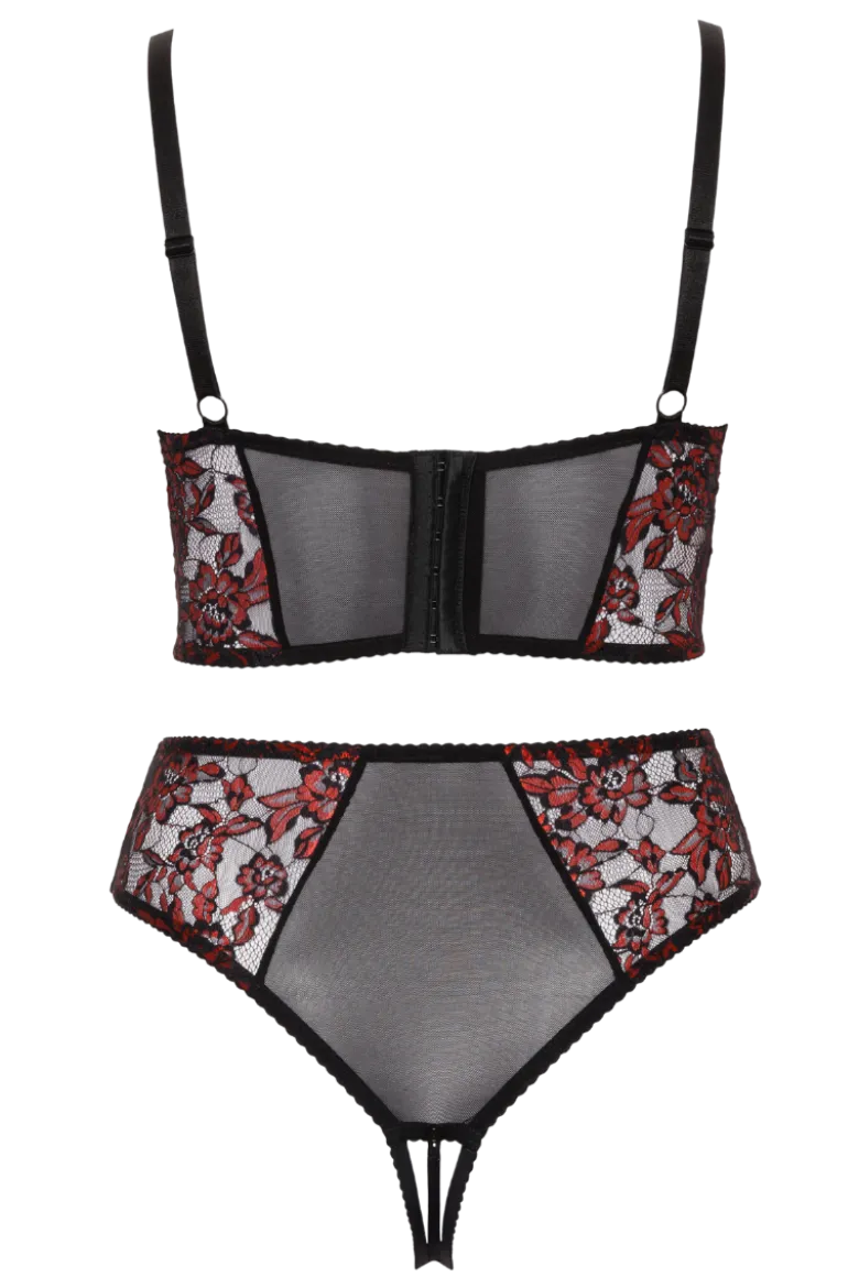 2tlg. Dessous Set Plus Size rot schwarz