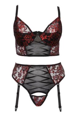 2tlg. Dessous Set Plus Size rot schwarz