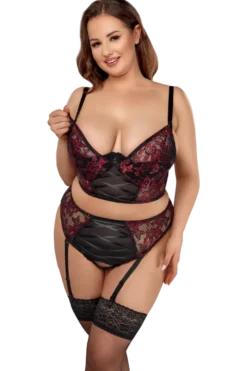2tlg. Dessous Set Plus Size rot schwarz