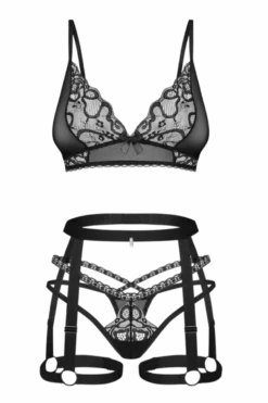 3tlg. Dessous-Set transparent