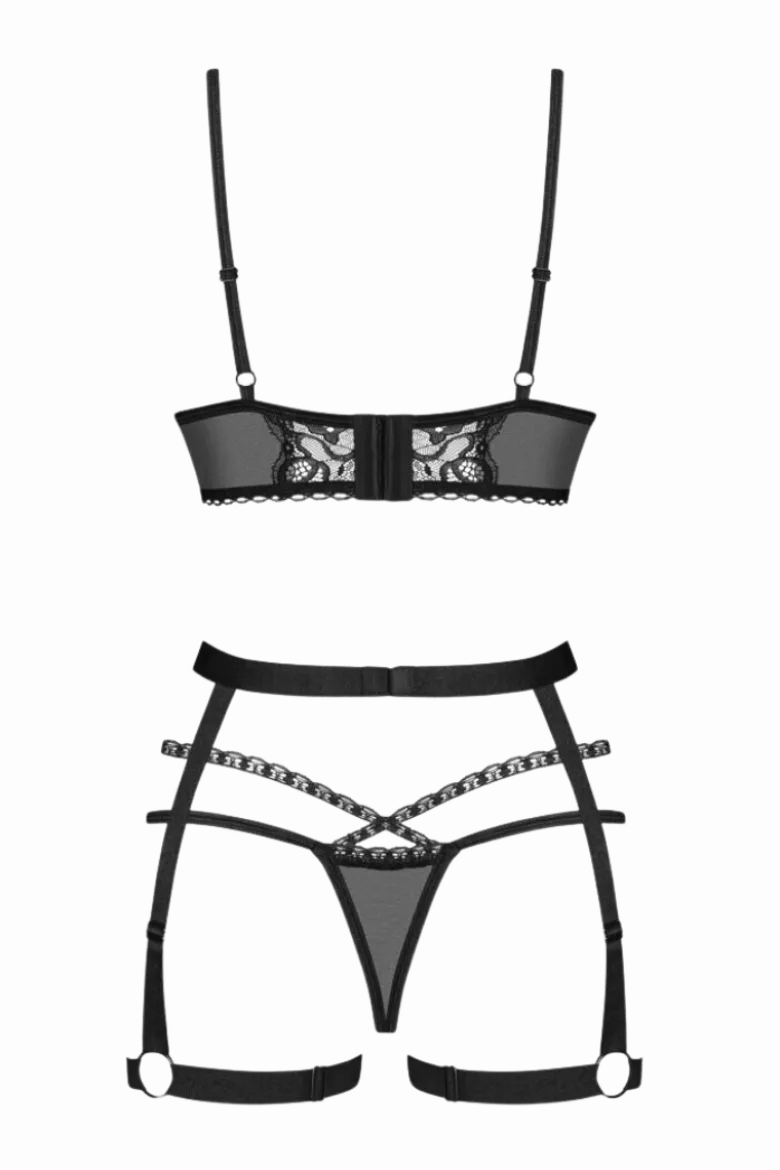 3tlg. Dessous-Set transparent